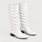 Women's slouchy knee-high boots in White | Lydlinch – front view