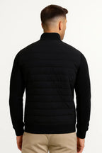 Men's hybrid quilted jacket with knitted sleeves