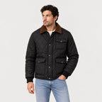 Men's diamond quilted jacket in Black | Selattyn – front view