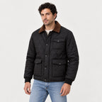 Men's diamond quilted jacket in Black | Selattyn – front view
