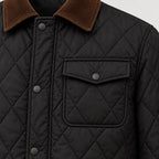 Men's diamond quilted jacket in Black | Selattyn – detail view