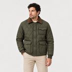 Men's diamond quilted jacket in Olive | Selattyn – front view