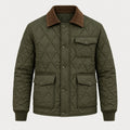 Men's diamond quilted jacket in Olive | Selattyn – front view