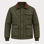 Men's diamond quilted jacket in Olive | Selattyn – front view