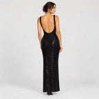 Women's sequin maxi dress in Black | Ilsington – back view