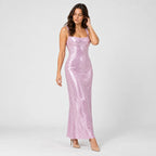 Women's sequin maxi dress in Pink | Ilsington – side view