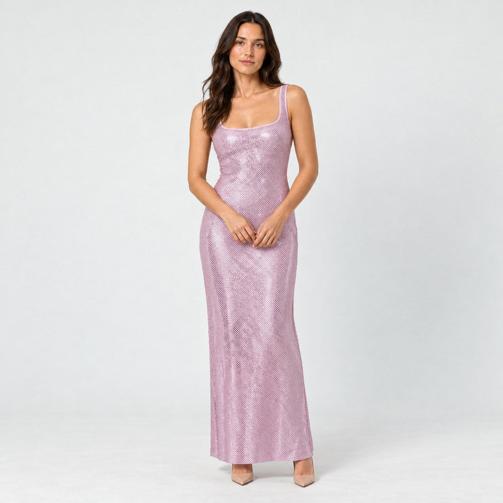 Women's sequin maxi dress in Pink | Ilsington – front view