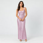 Women's sequin maxi dress in Pink | Ilsington – front view