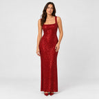 Women's sequin maxi dress in Red | Ilsington – front view