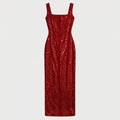 Women's sequin maxi dress in Red | Ilsington – front view