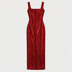 Women's sequin maxi dress in Red | Ilsington – front view