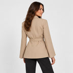 Women's tie-belt blazer in Beige | Downderry – back view