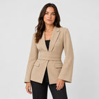 Women's tie-belt blazer in Beige | Downderry – front view