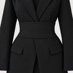 Women's tie-belt blazer in Black | Downderry – detail view