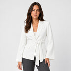 Women's tie-belt blazer in White | Downderry – front view