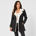 Women's sherpa-lined coat in Black | Farndish – front view