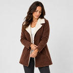 Women's sherpa-lined coat in Brown | Farndish – side view
