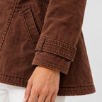 Women's sherpa-lined coat in Brown | Farndish – detail view