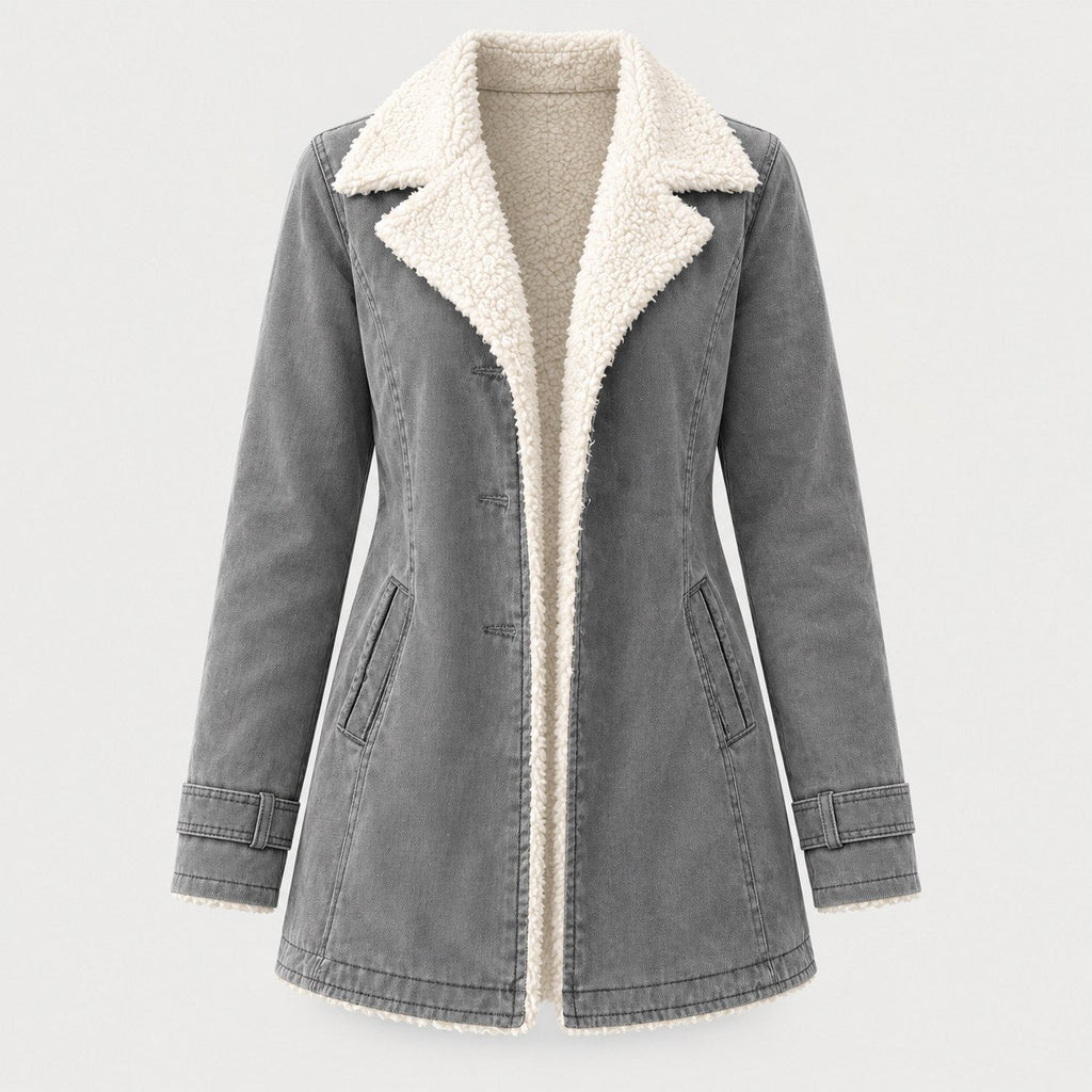 Women's sherpa-lined coat in Grey | Farndish – front view