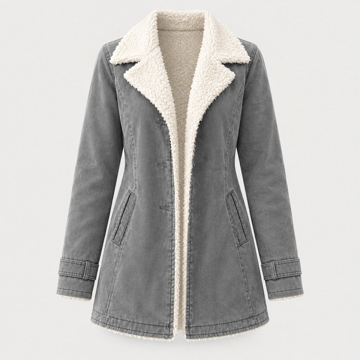 Women's sherpa-lined coat in Grey | Farndish – front view