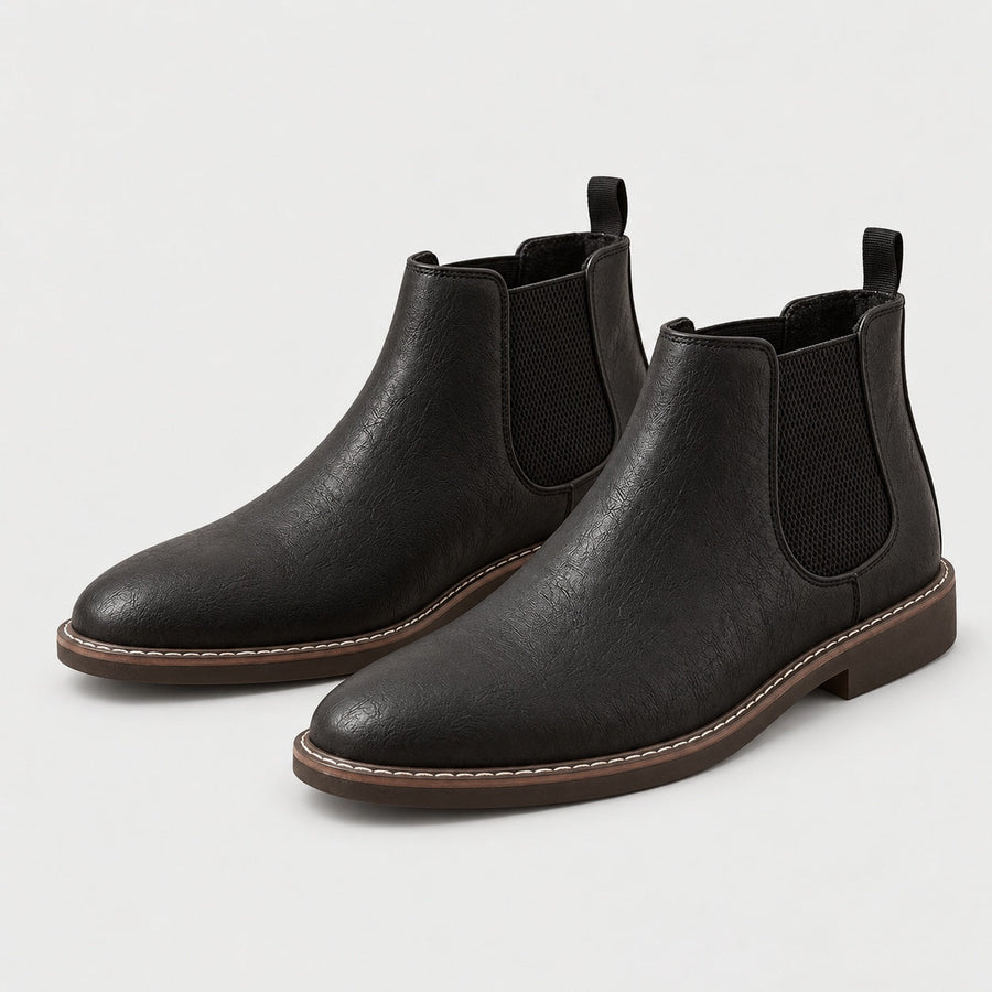 Men's Leather Chelsea Boots in Black | Wookey – side view