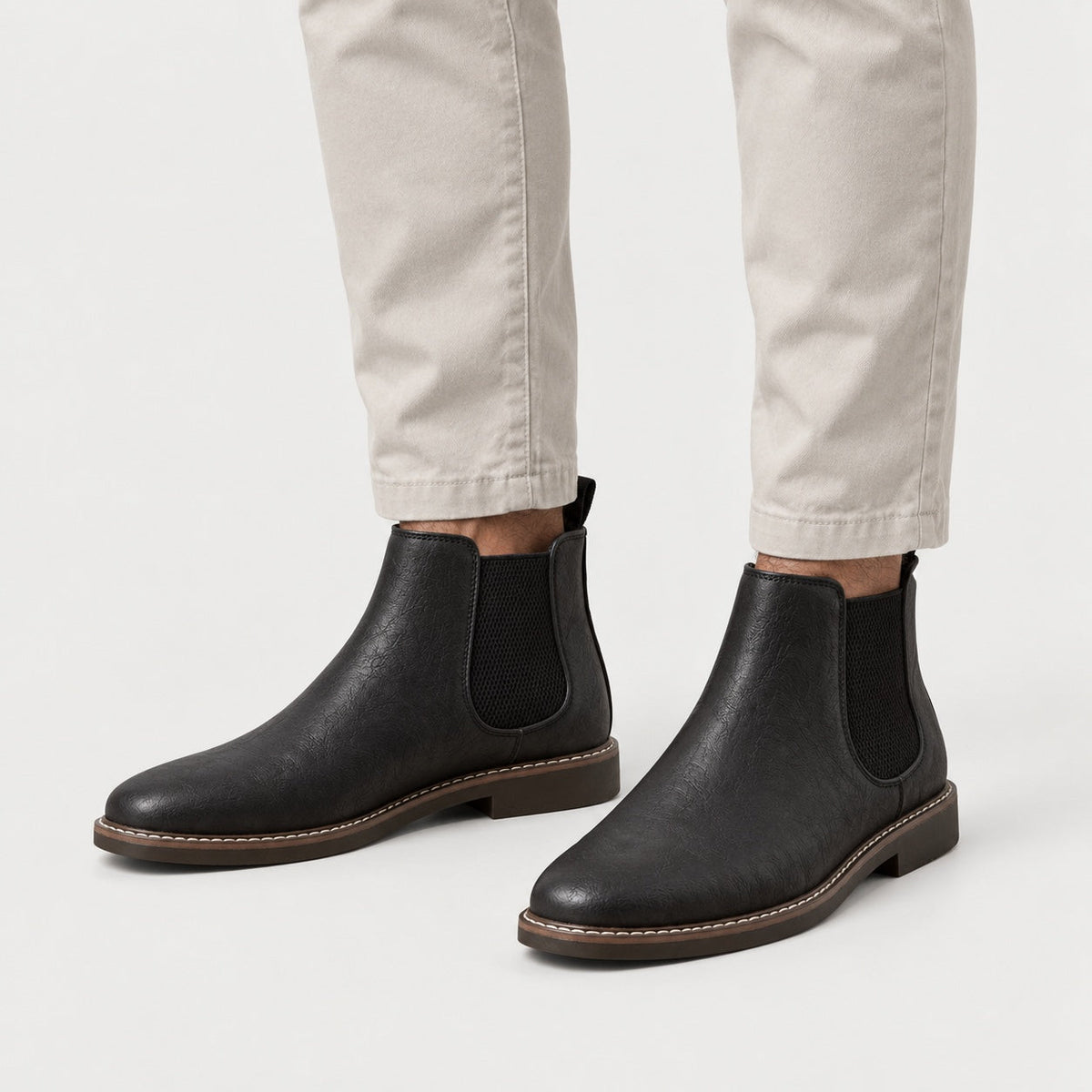 Men's Leather Chelsea Boots in Black | Wookey – front view