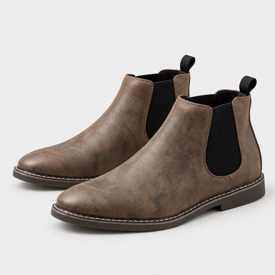 Men's Leather Chelsea Boots in Brown | Wookey – side view