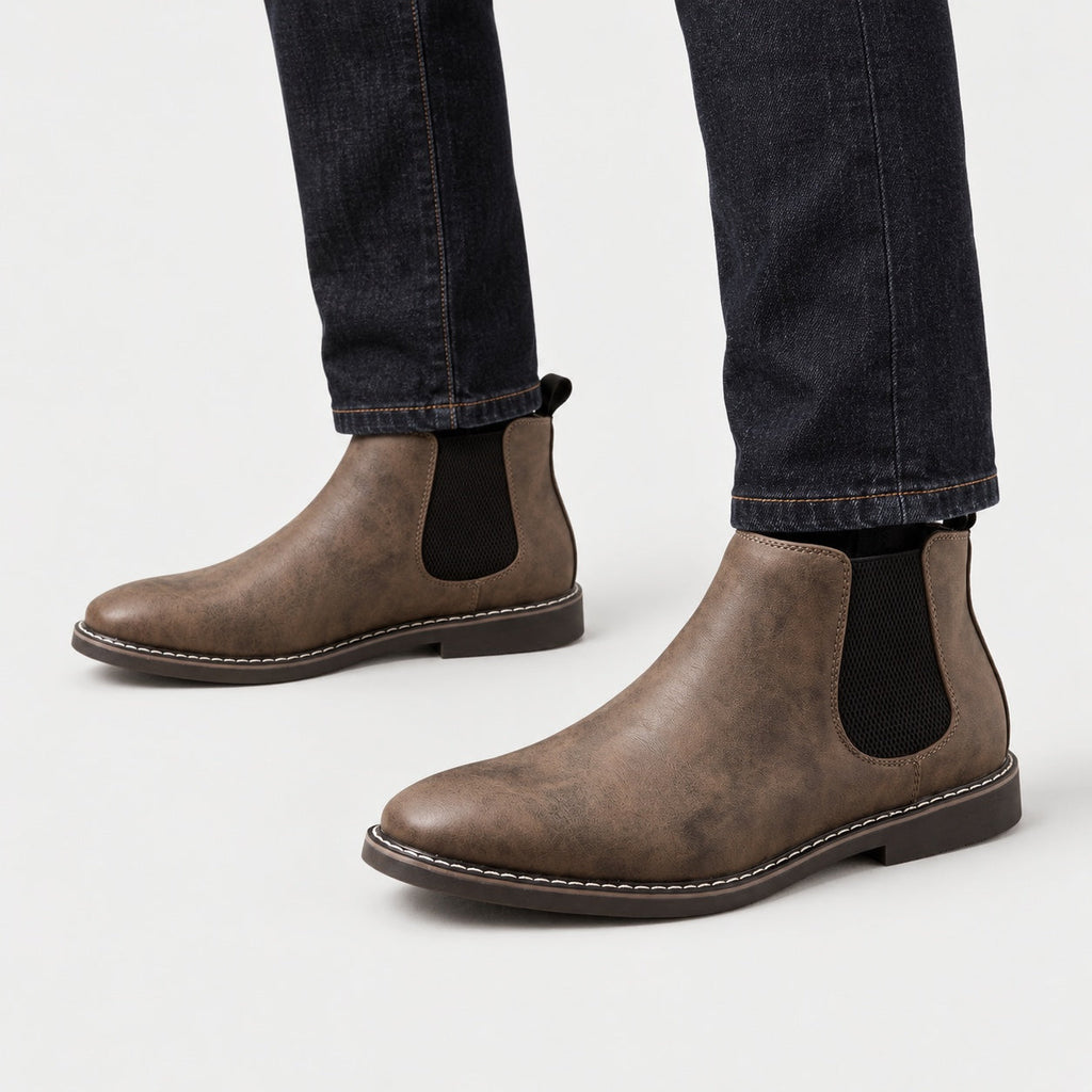 Men's Leather Chelsea Boots in Brown | Wookey – front view