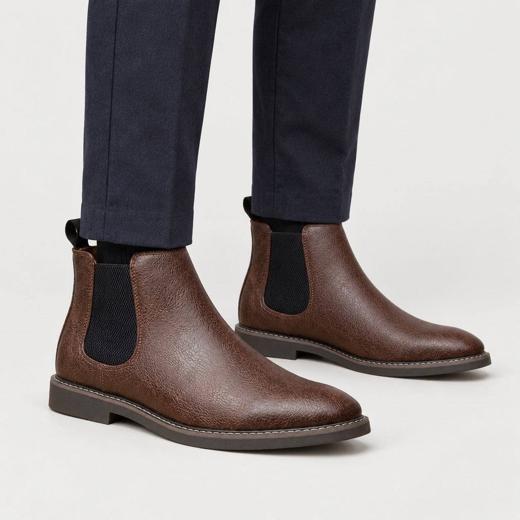 Men's Leather Chelsea Boots in Dark Brown | Wookey – front view