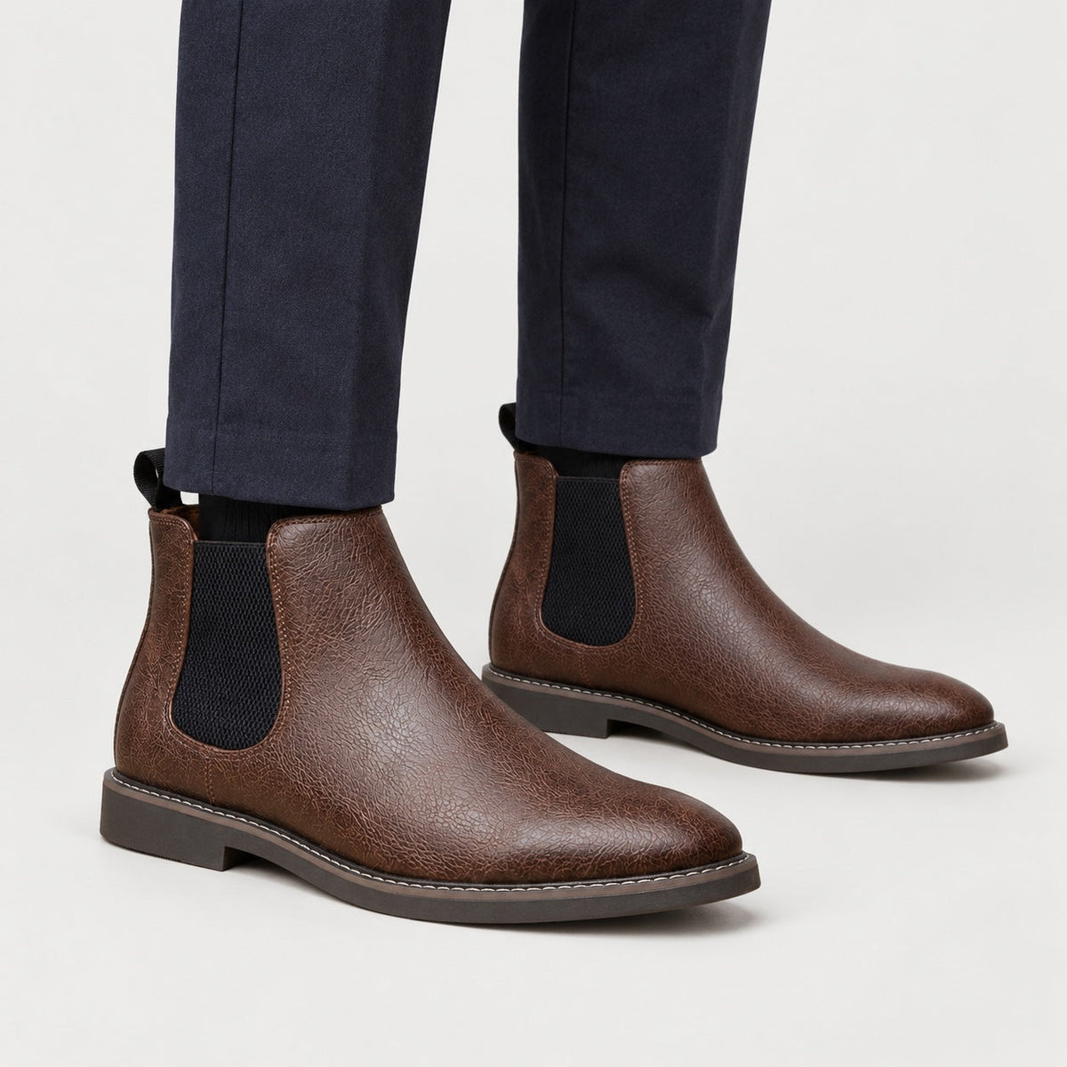 Men's Leather Chelsea Boots in Dark Brown | Wookey – front view