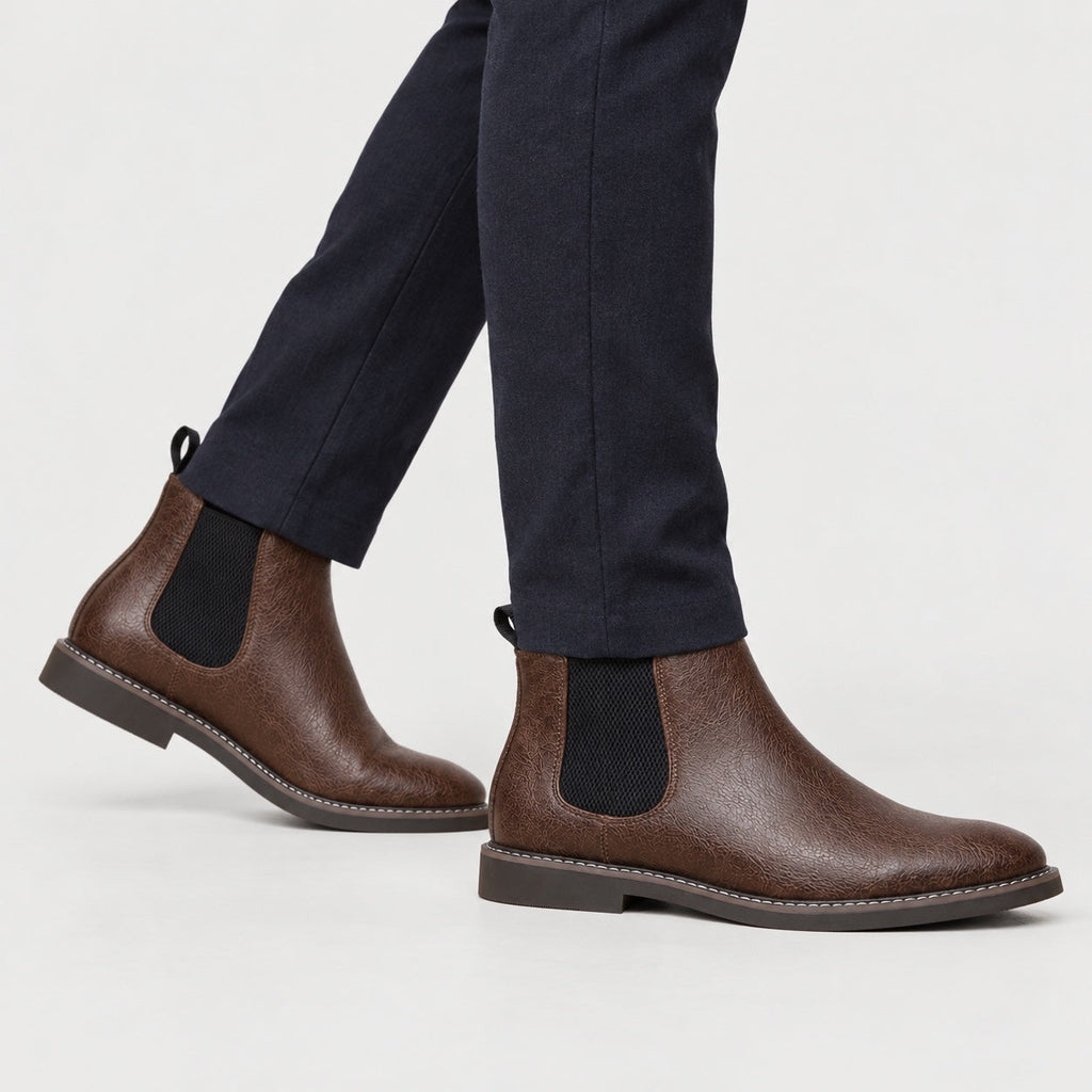 Men's Leather Chelsea Boots in Dark Brown | Wookey – side view