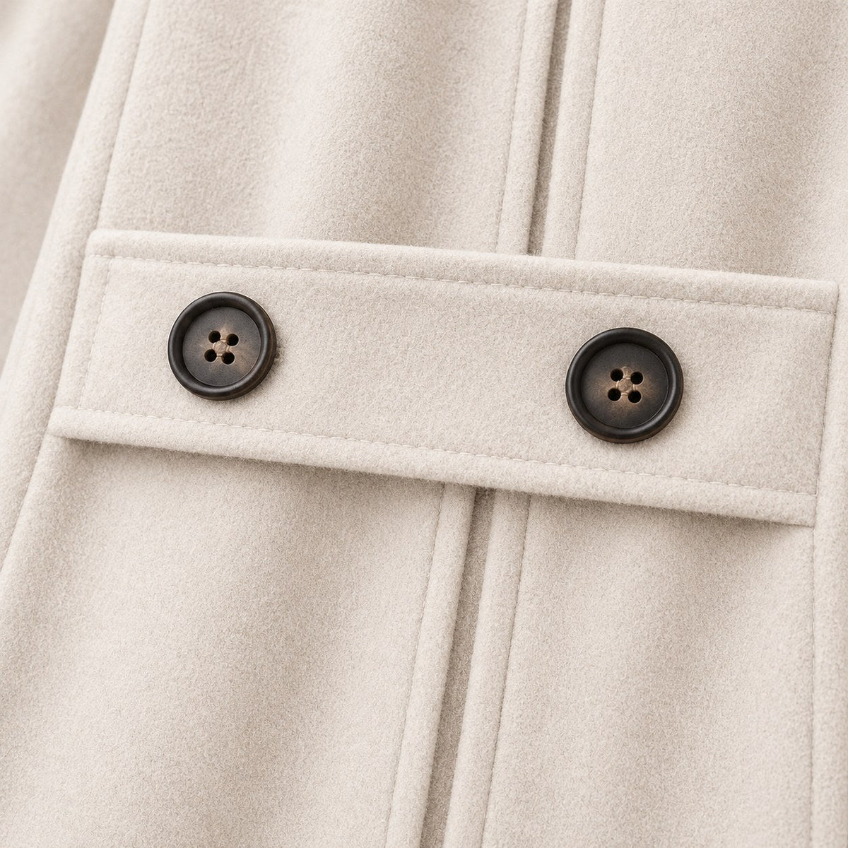 Women's hooded pea coat in Cream | Aldwincle – detail view