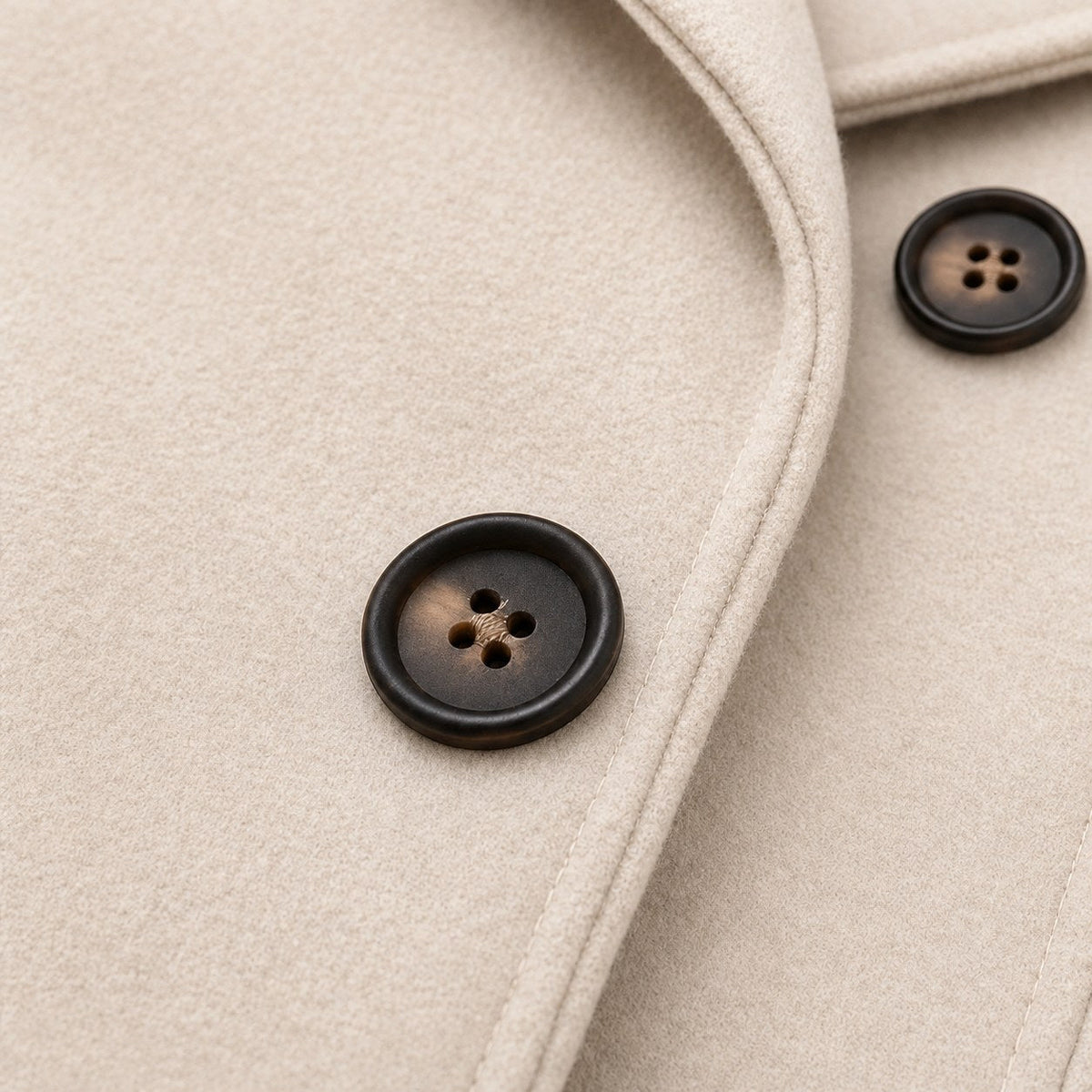 Women's hooded pea coat in Cream | Aldwincle – detail view