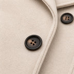 Women's hooded pea coat in Cream | Aldwincle – detail view