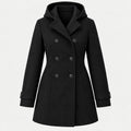 Women's hooded pea coat in Black | Aldwincle – front view