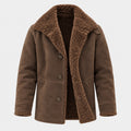 Men's suede-look teddy collar jacket in Brown | Wetheral – front view
