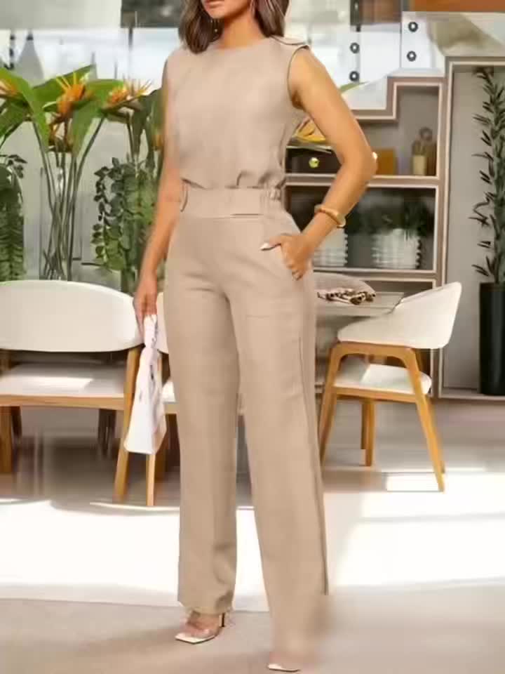 Women's sleeveless top and tailored trouser co-ord set