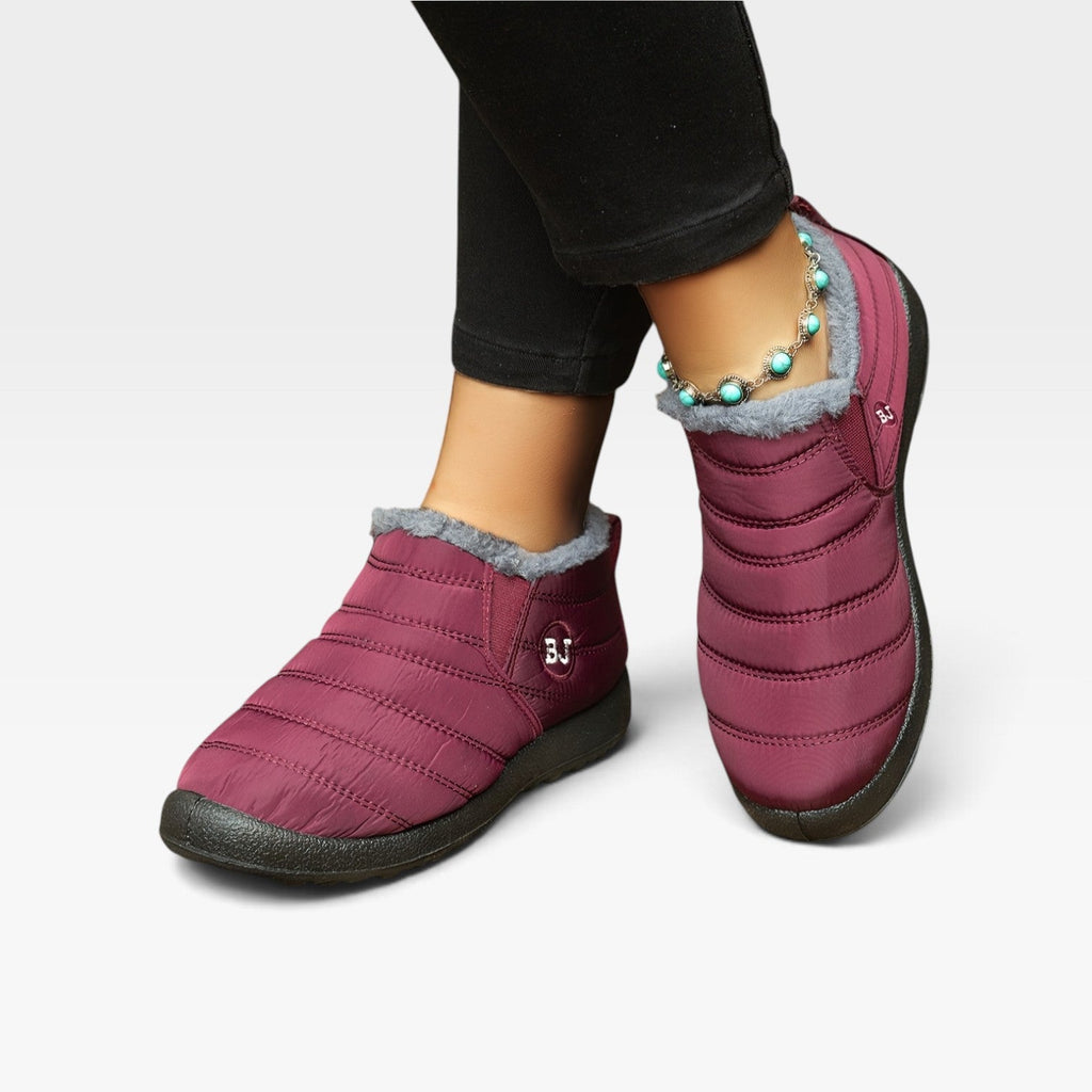 Women's Waterproof Quilted Ankle Boots with Fur Lining — view 17