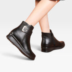Women's Leather Ankle Boots with Orthopaedic Wedge Sole — view 4