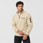 Men's waffle quarter-zip pullover in Beige | Ravenstonedale – side view