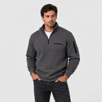 Men's waffle quarter-zip pullover in Dark Grey | Ravenstonedale – front view