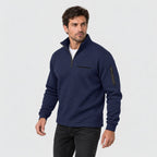 Men's waffle quarter-zip pullover in Navy | Ravenstonedale – side view