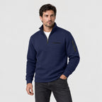 Men's waffle quarter-zip pullover in Navy | Ravenstonedale – front view