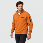 Men's waffle quarter-zip pullover in Orange | Ravenstonedale – side view