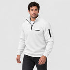Men's waffle quarter-zip pullover in White | Ravenstonedale – side view