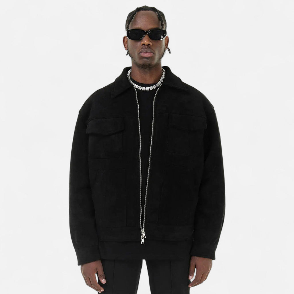 Men's relaxed fit suede-look jacket