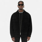 Men's relaxed fit suede-look jacket