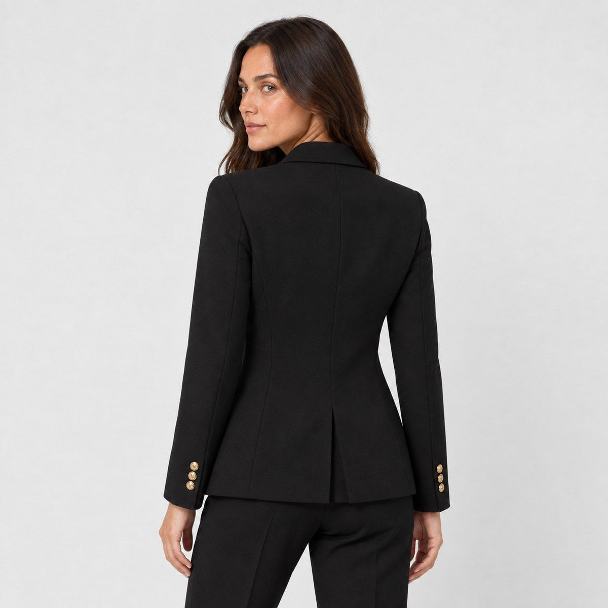 Women's double-breasted blazer in Black | Blewbury – back view
