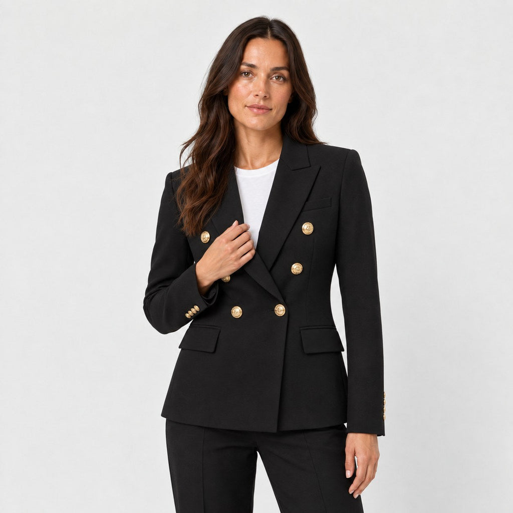 Women's double-breasted blazer in Black | Blewbury – front view