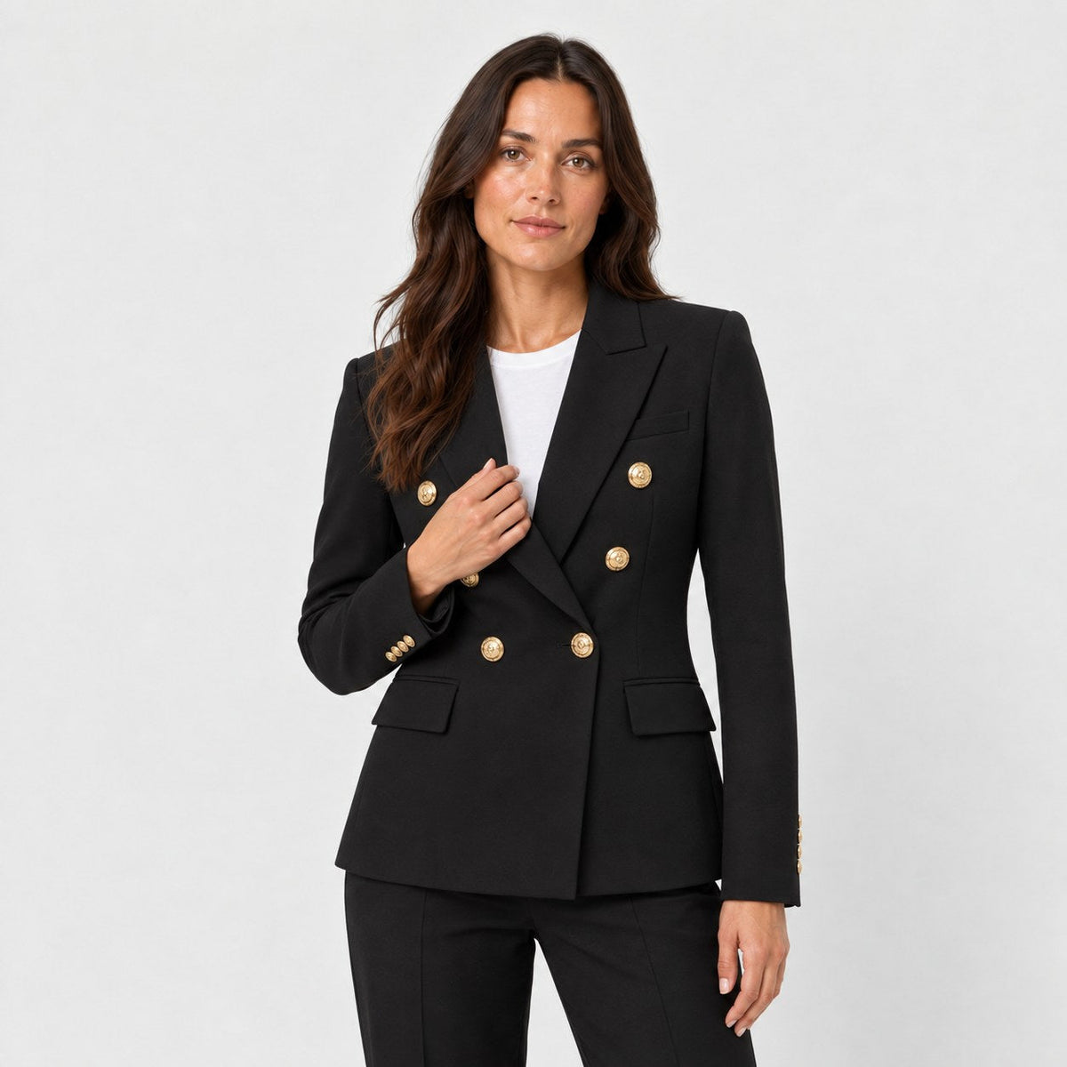 Women's double-breasted blazer in Black | Blewbury – front view